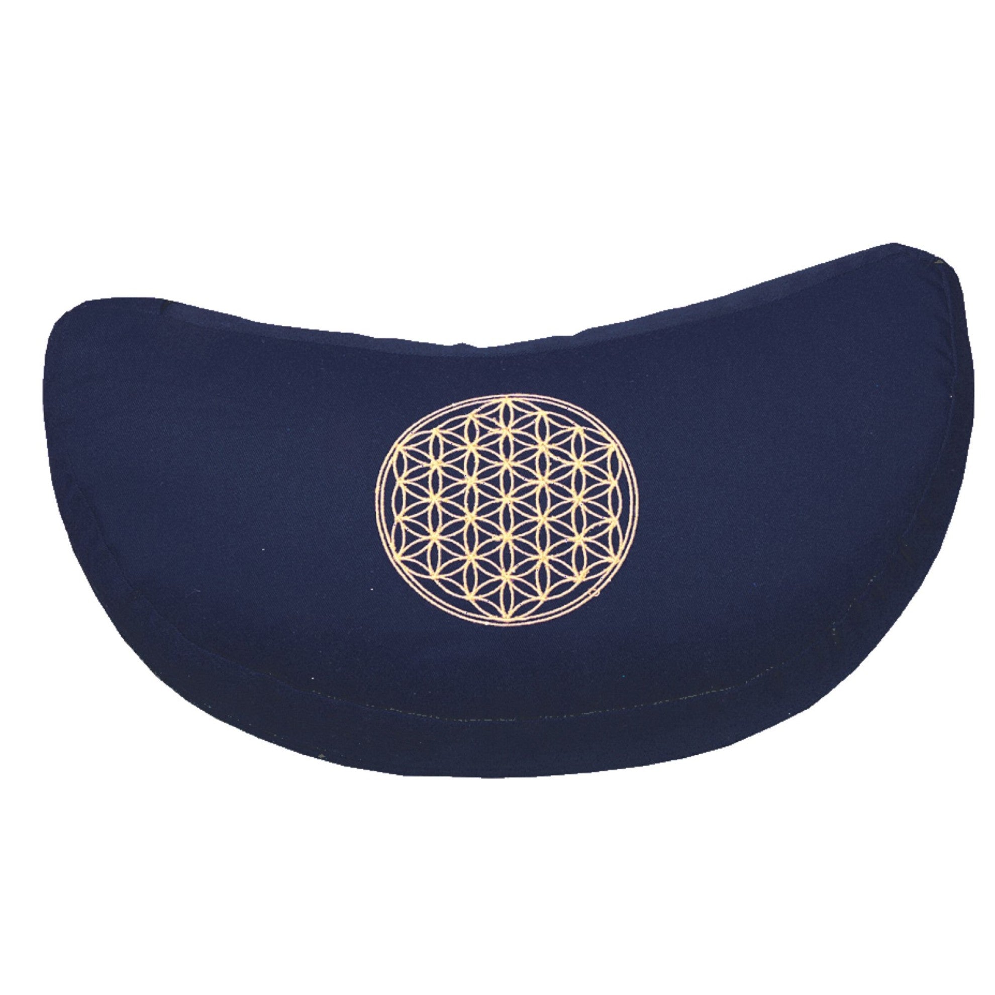 Halbmond-Meditationskissen, BLUME DES LEBENS, blau