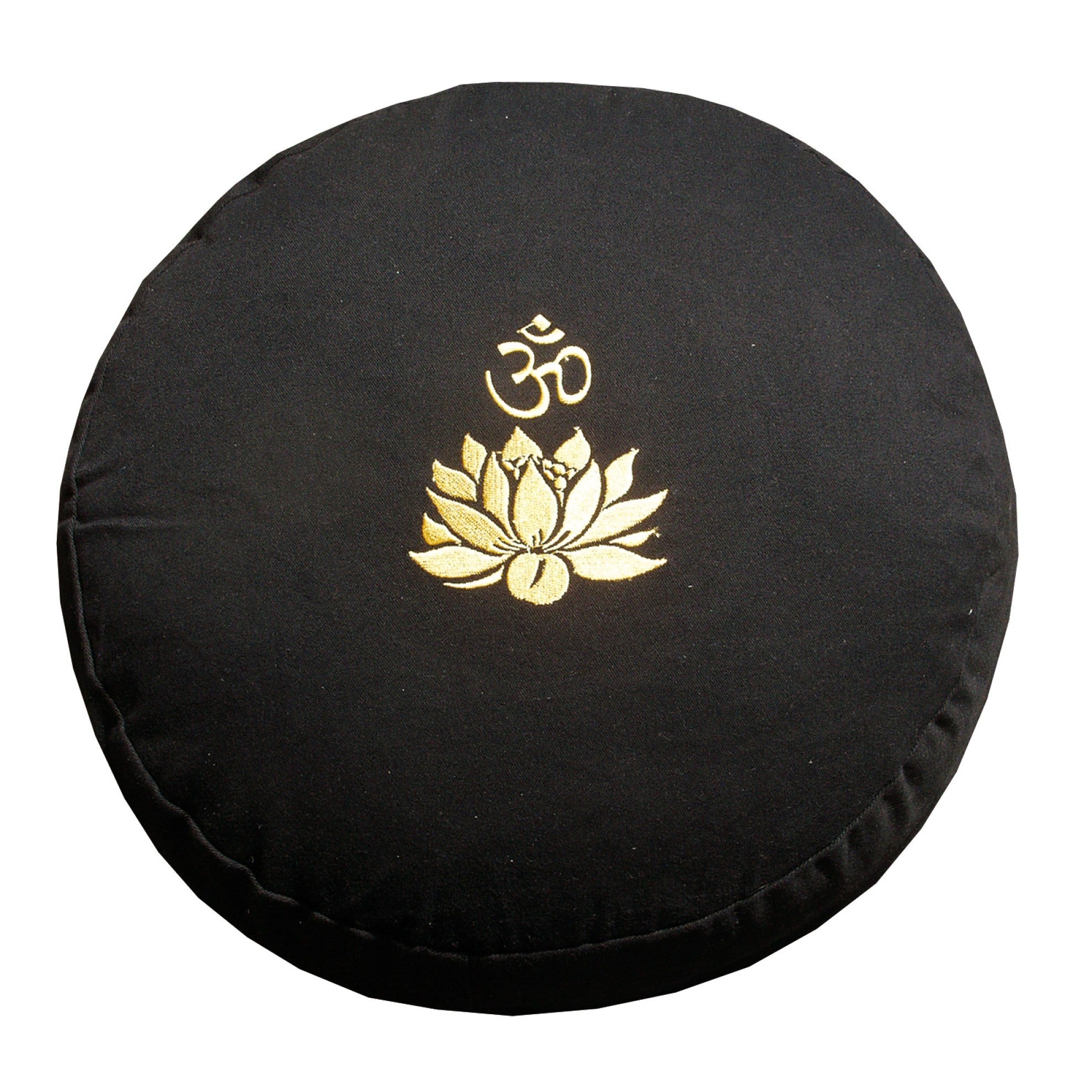Meditationskissen rund, LOTUS OM, 35 cm, schwarz