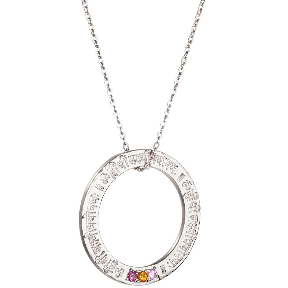 Amulett Halskette LAKSHMI Mantra, Silber