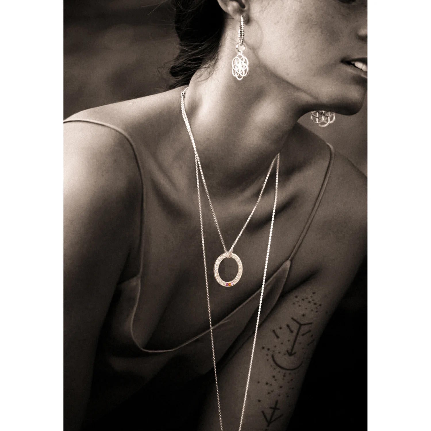 Amulett Halskette LAKSHMI Mantra, Silber