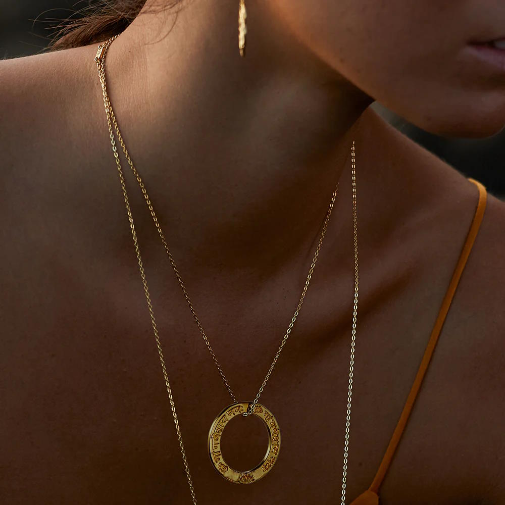 Amulett Halskette GANESHA Mantra Gold