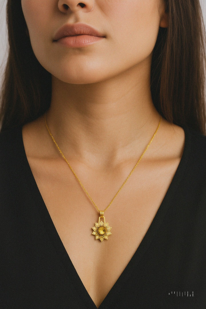 Chakra Amulett MANIPURA, Citrin, Gold