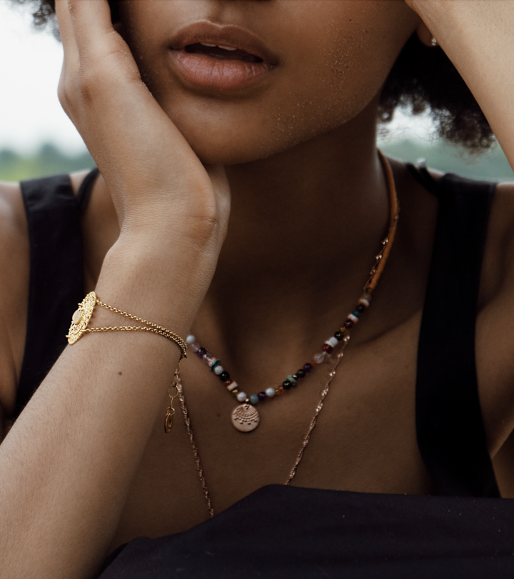 Yoga Halskette Edelstein Choker HAPPY, Roségold