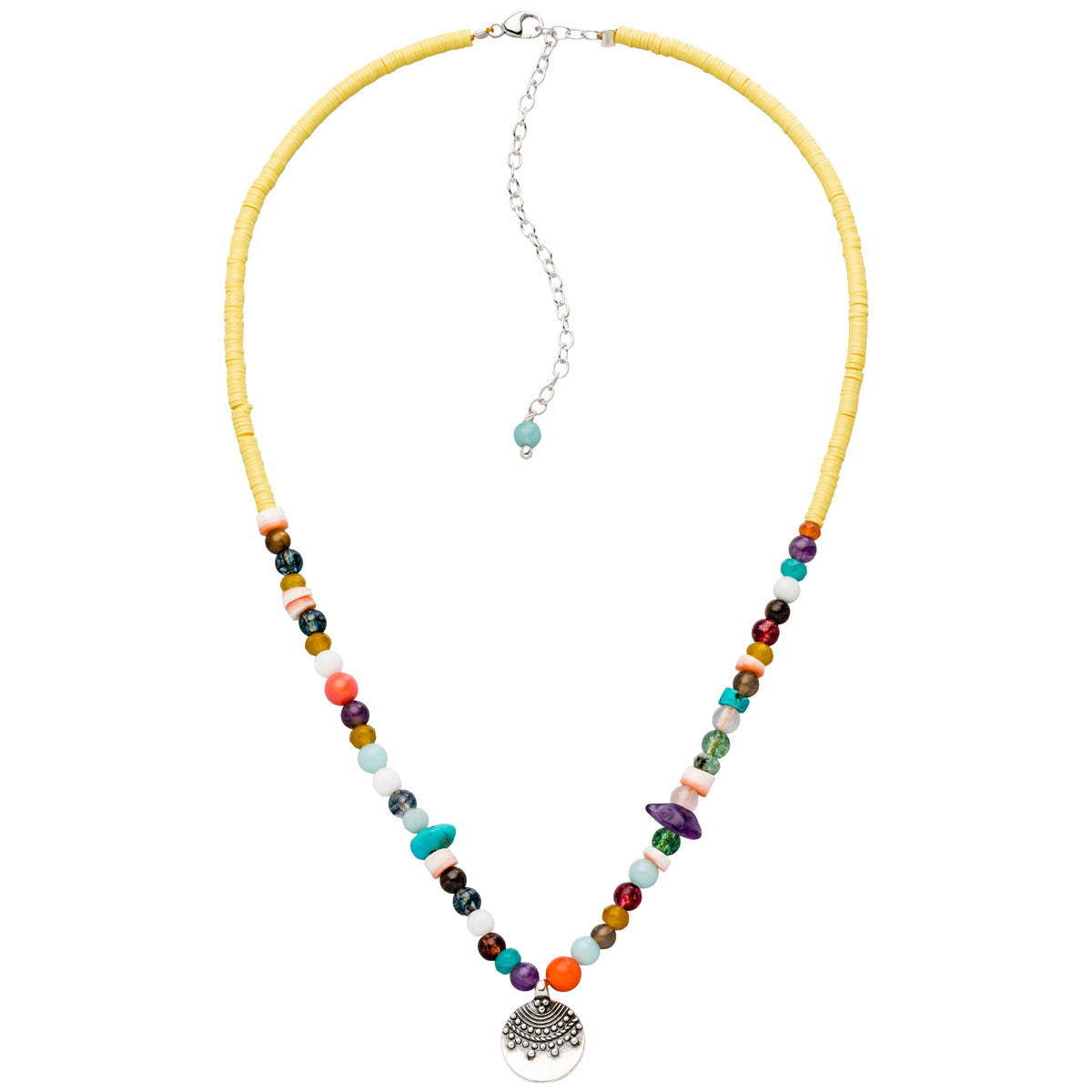 Yoga Halskette Edelstein Choker HAPPY, Silber