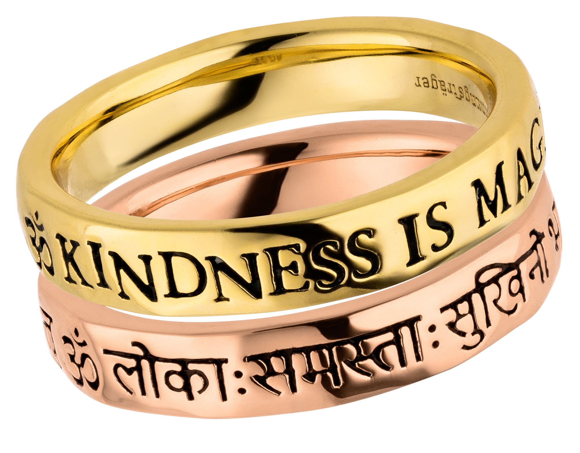 Mantra-Ring KINDNESS IS MAGIC, doppelt Gold-Roségold