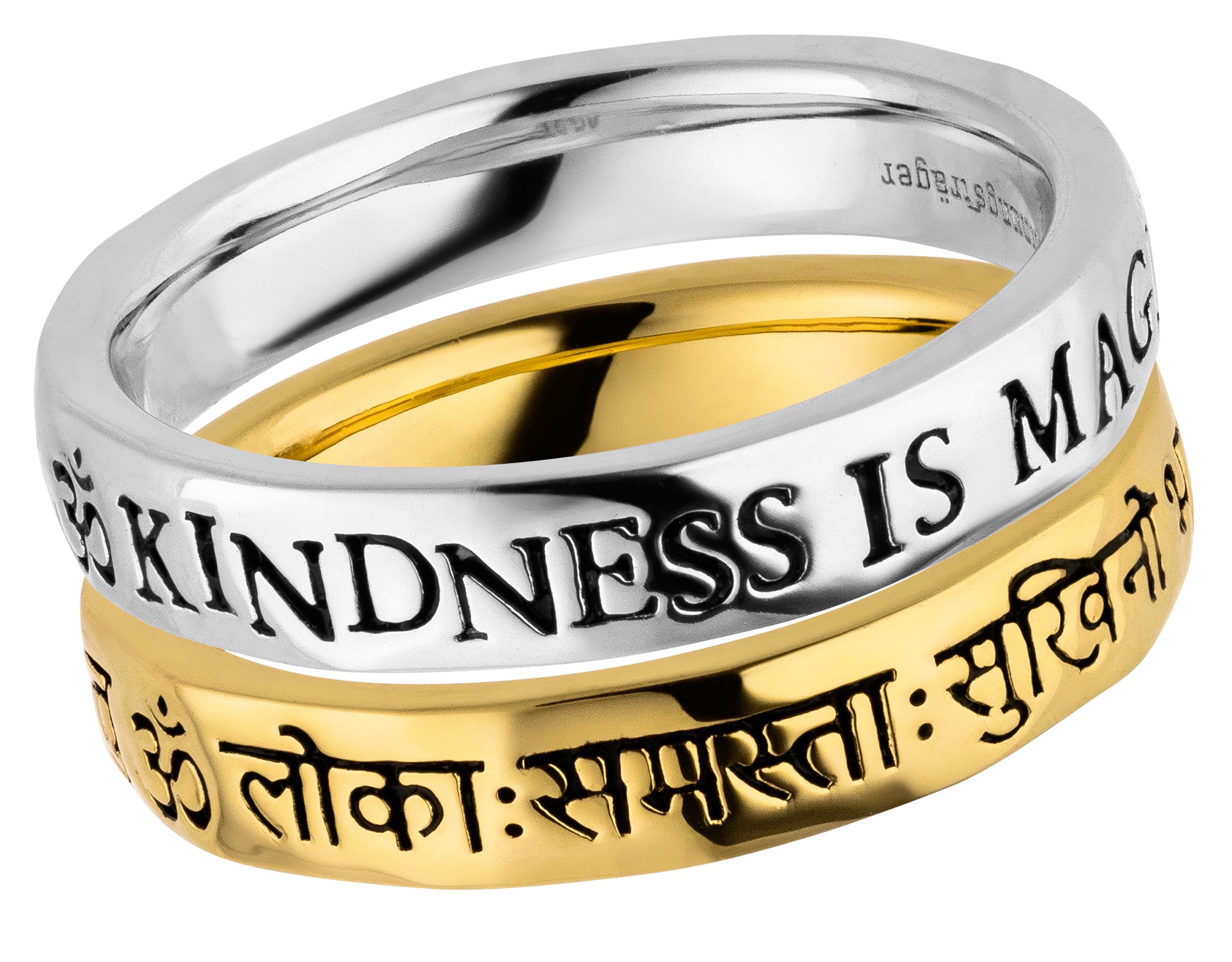 Mantra-Ring KINDNESS IS MAGIC, doppelt Gold-Silber
