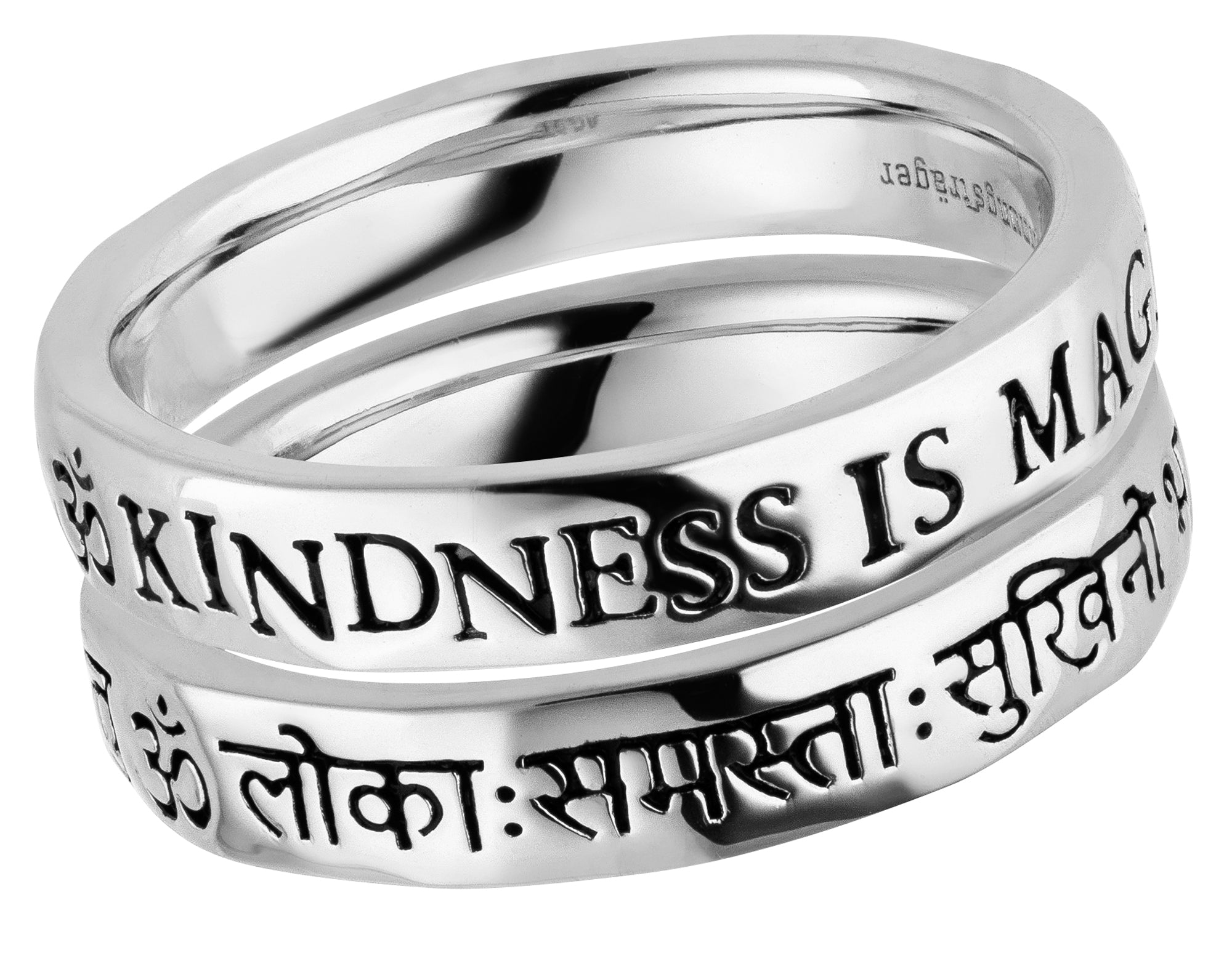 Mantra-Ring KINDNESS IS MAGIC, doppelt Silber