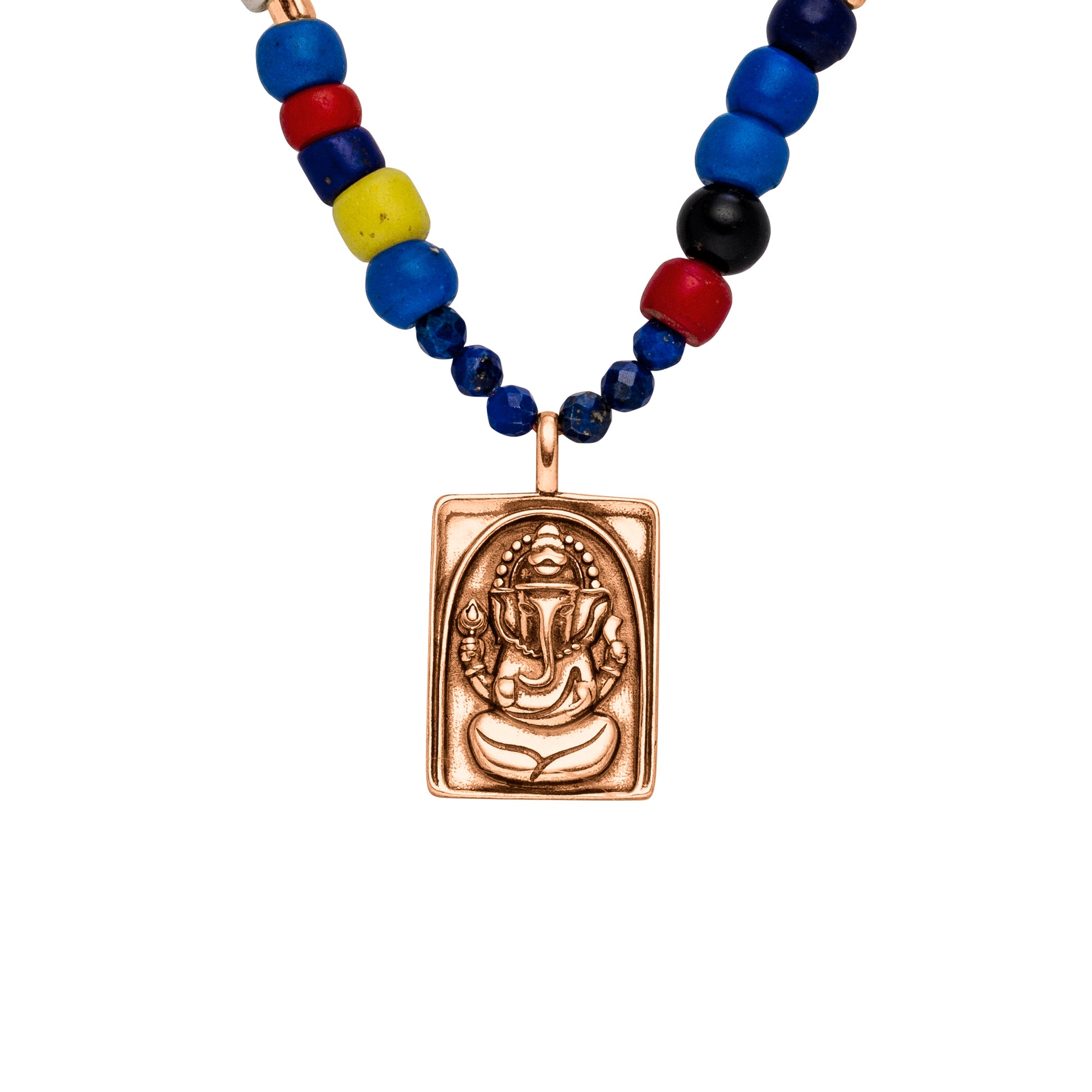 Vintage Perlen-Halskette GANESHA, lang, Roségold