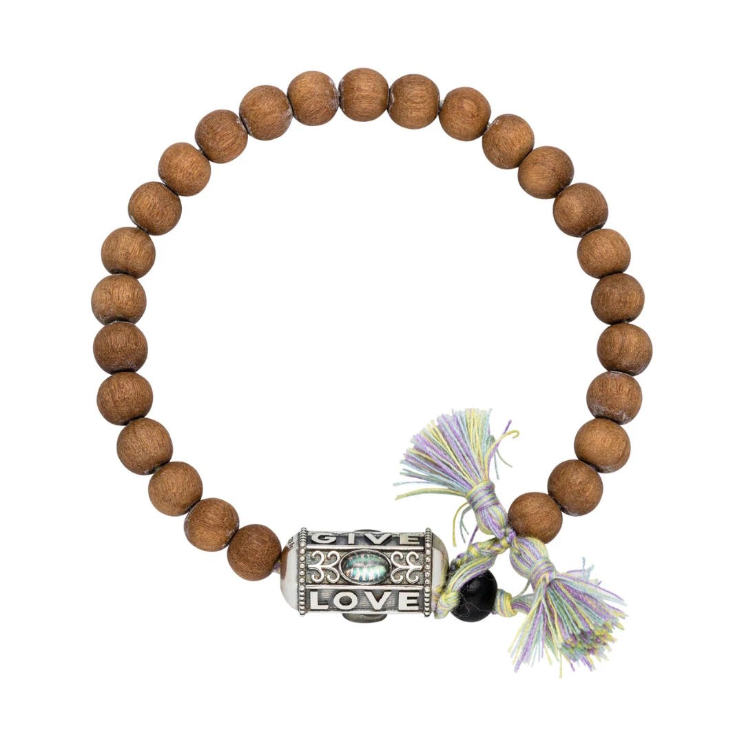 Yoga Armband Handmala GIVE,LOVE,HOPE, Sandelholz