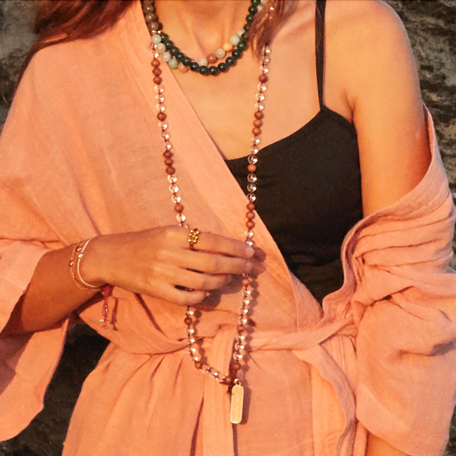 Mala Yogakette CLEAR YOUR MIND, Sandelholz