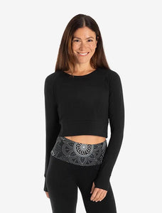 Yoga Shirt Croptop JATHARA, Schwarz