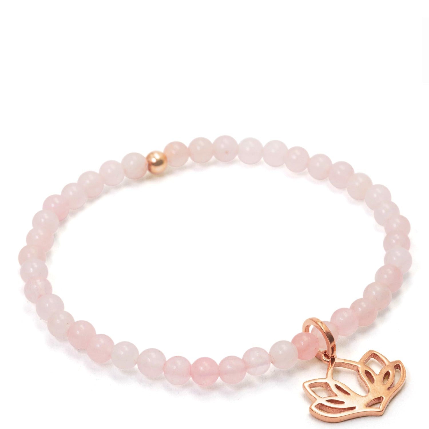 Edelstein Armband LOTUS , Rosenquarz Roségold