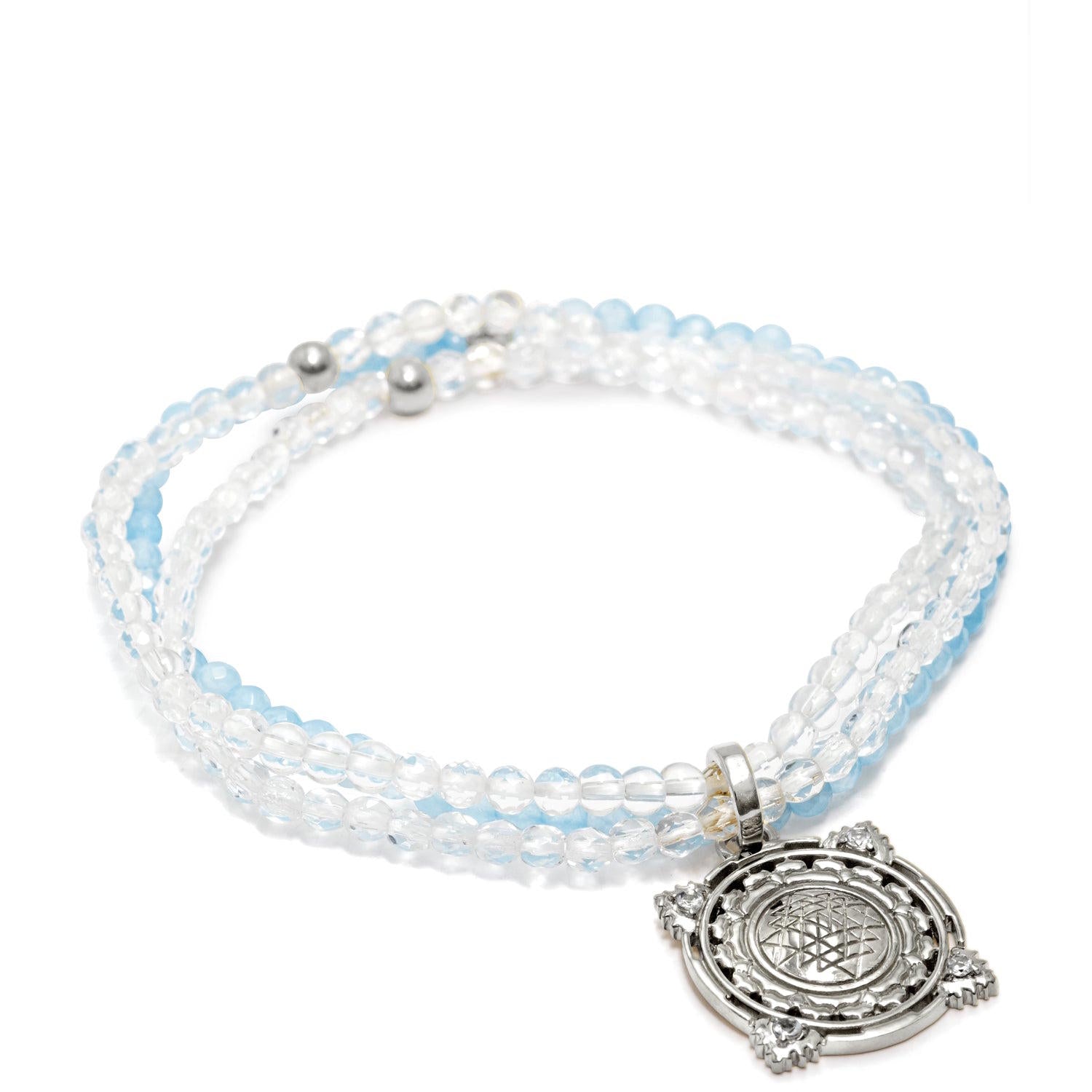 Edelstein Perlen-Armband SRI YANTRA, Aquamarin