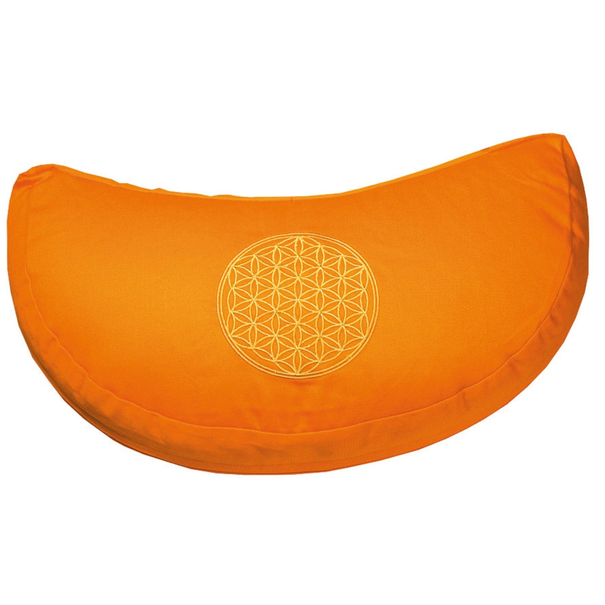 Halbmond-Meditationskissen, BLUME DES LEBENS,  orange