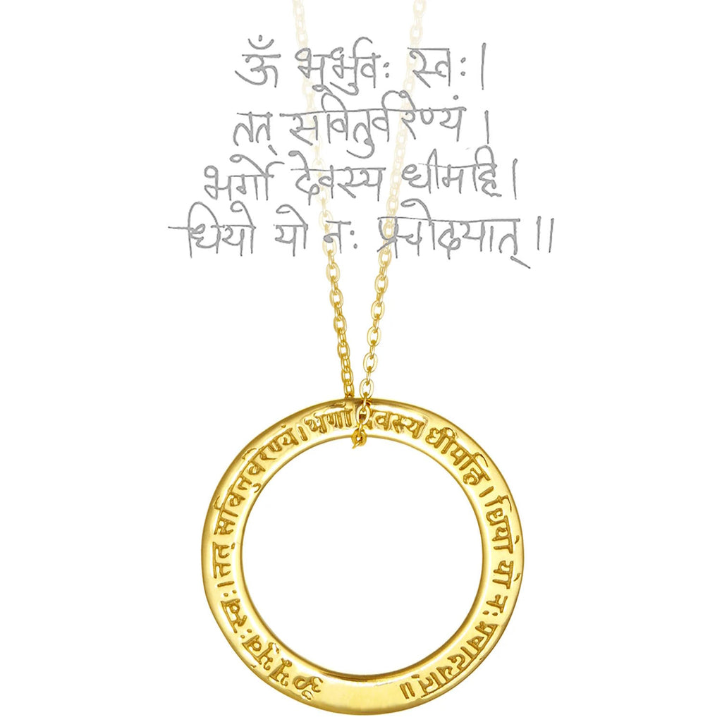 Amulett Halskette GAYATRI Mantra, Gold