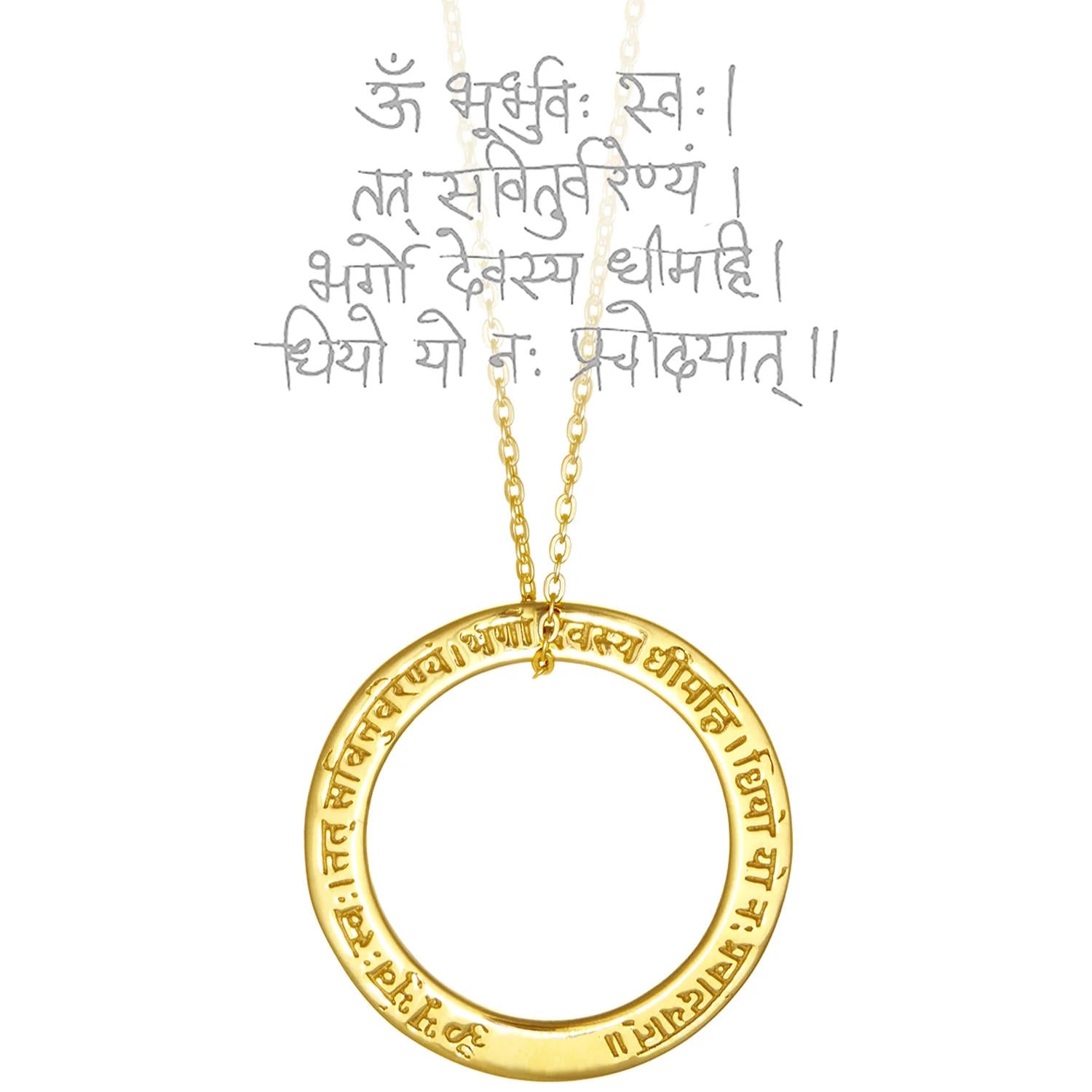 Amulett Halskette GAYATRI Mantra, Gold