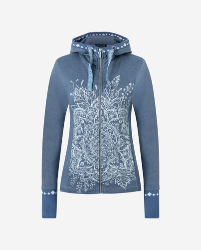 Yoga Sweatjacke BLUME DES LEBENS, Jeansblau