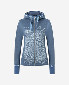 Yoga Sweatjacke BLUME DES LEBENS, Jeansblau