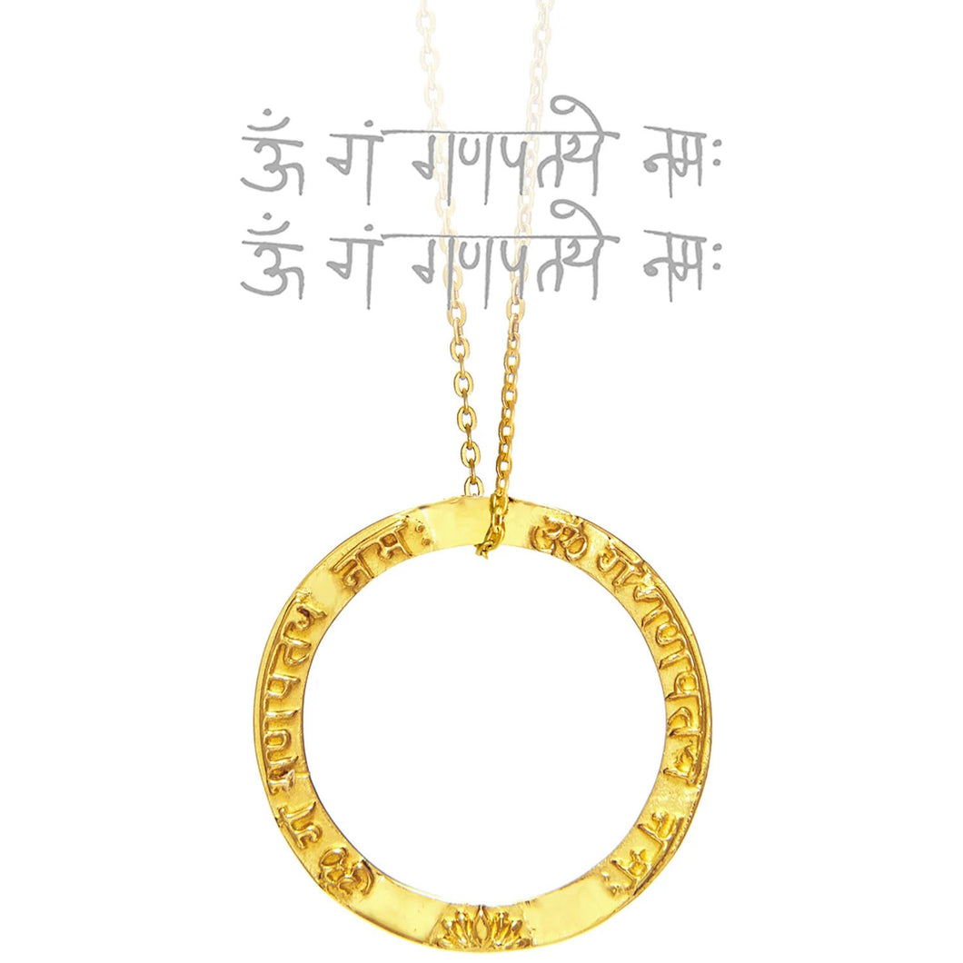 Amulett Halskette GANESHA Mantra Gold