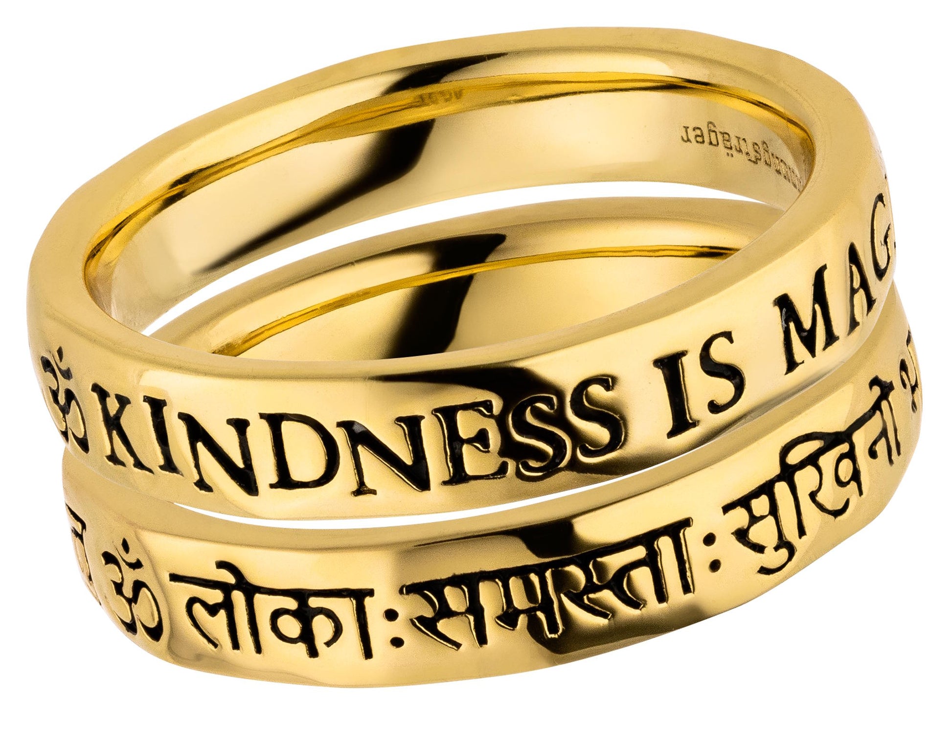 Mantra-Ring KINDNESS IS MAGIC, doppelt Gold