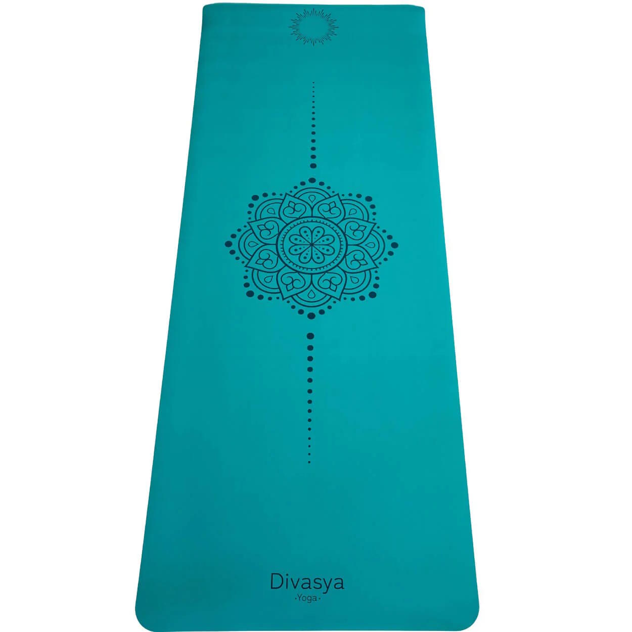 Yogamatte rutschfest Naturkautschuk PETROL FLOWER, 185 cm