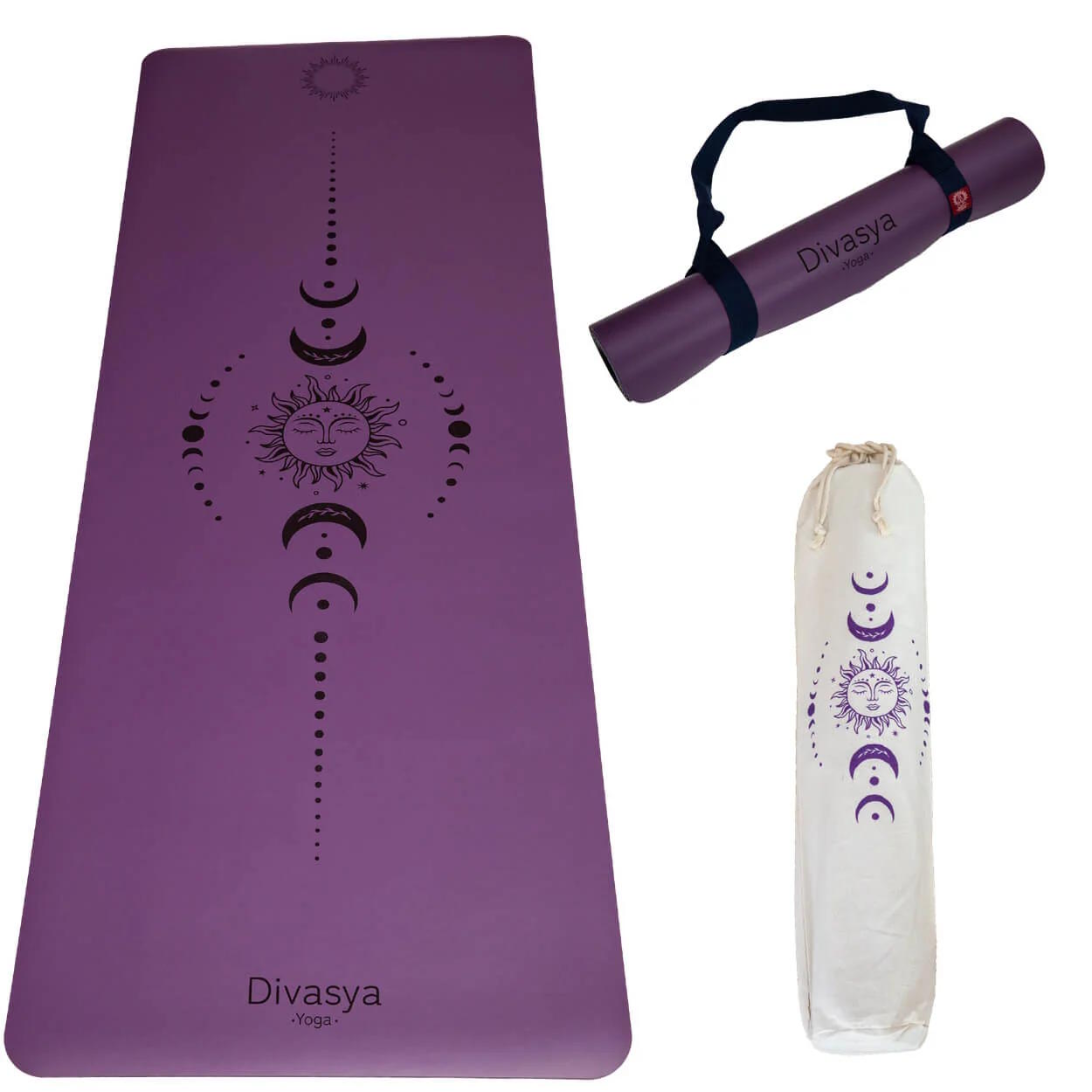 Yogamatte rutschfest Naturkautschuk MYSTIC PURPLE, 185 cm
