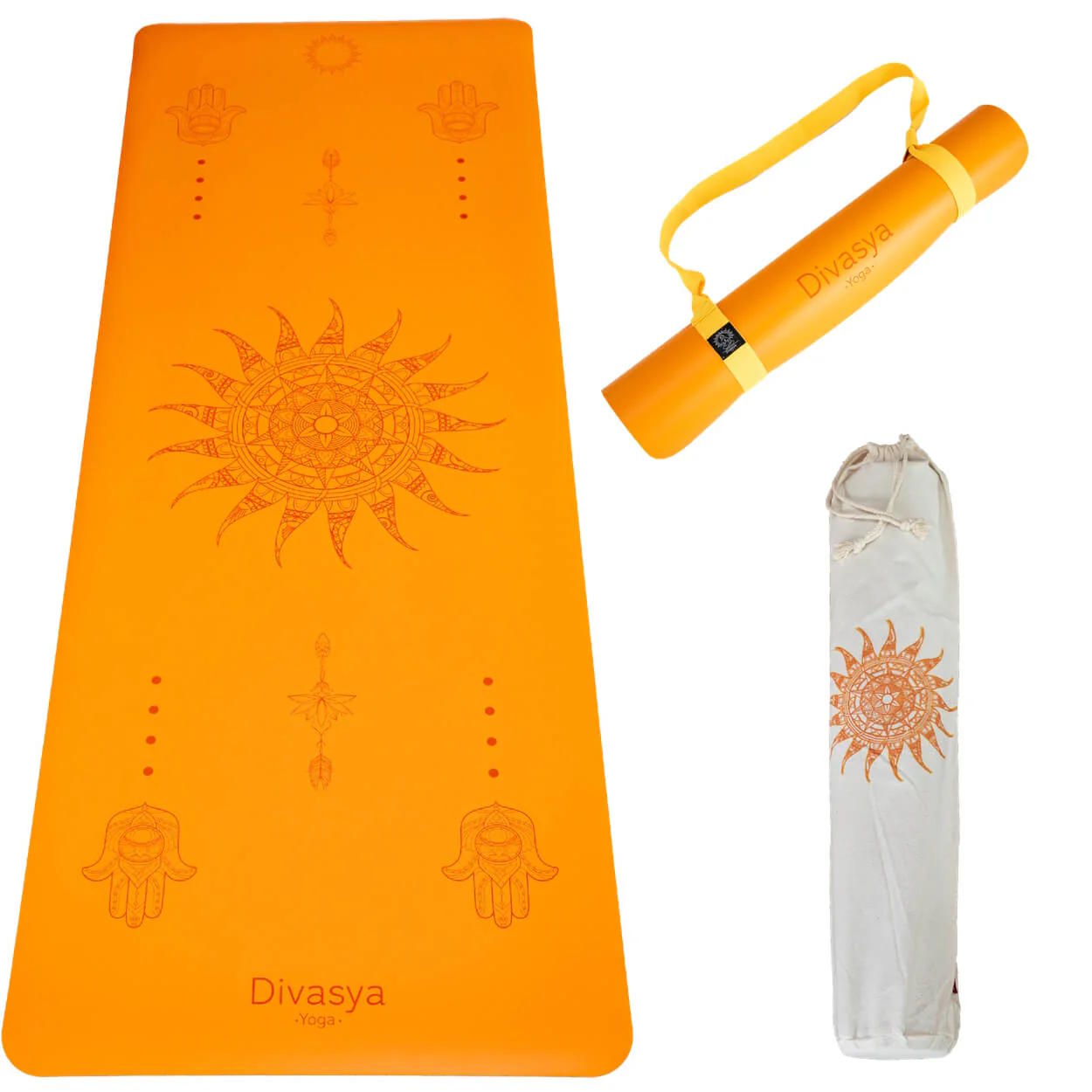 Yogamatte rutschfest Naturkautschuk GOLDEN SUN, 185 cm