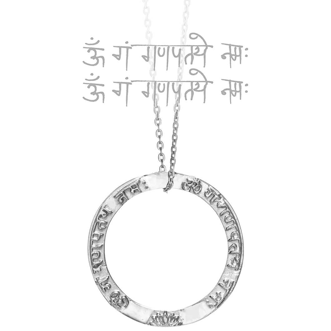 Amulett Halskette Mantra GANESHA, Silber
