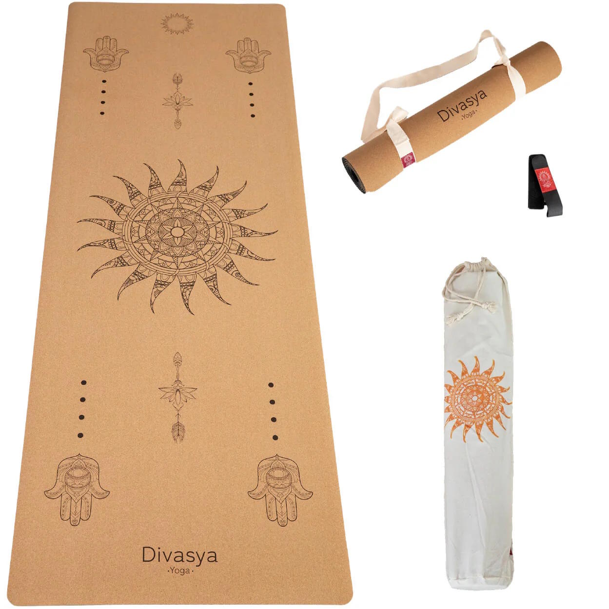 Yogamatte rutschfest aus Kork SONNE, 183 cm