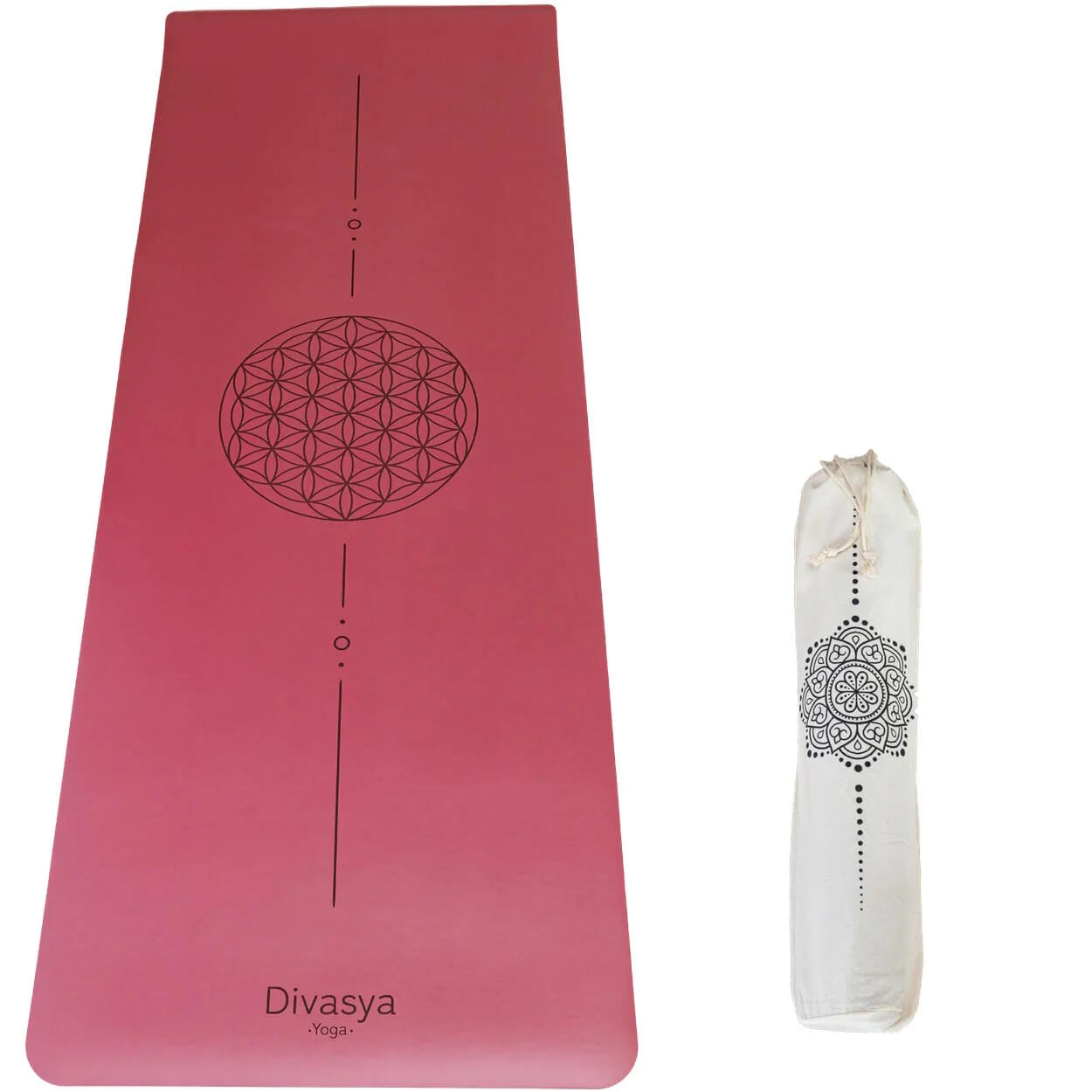 Yogamatte rutschfest Naturkautschuk BLUME DES LEBENS, 185 cm