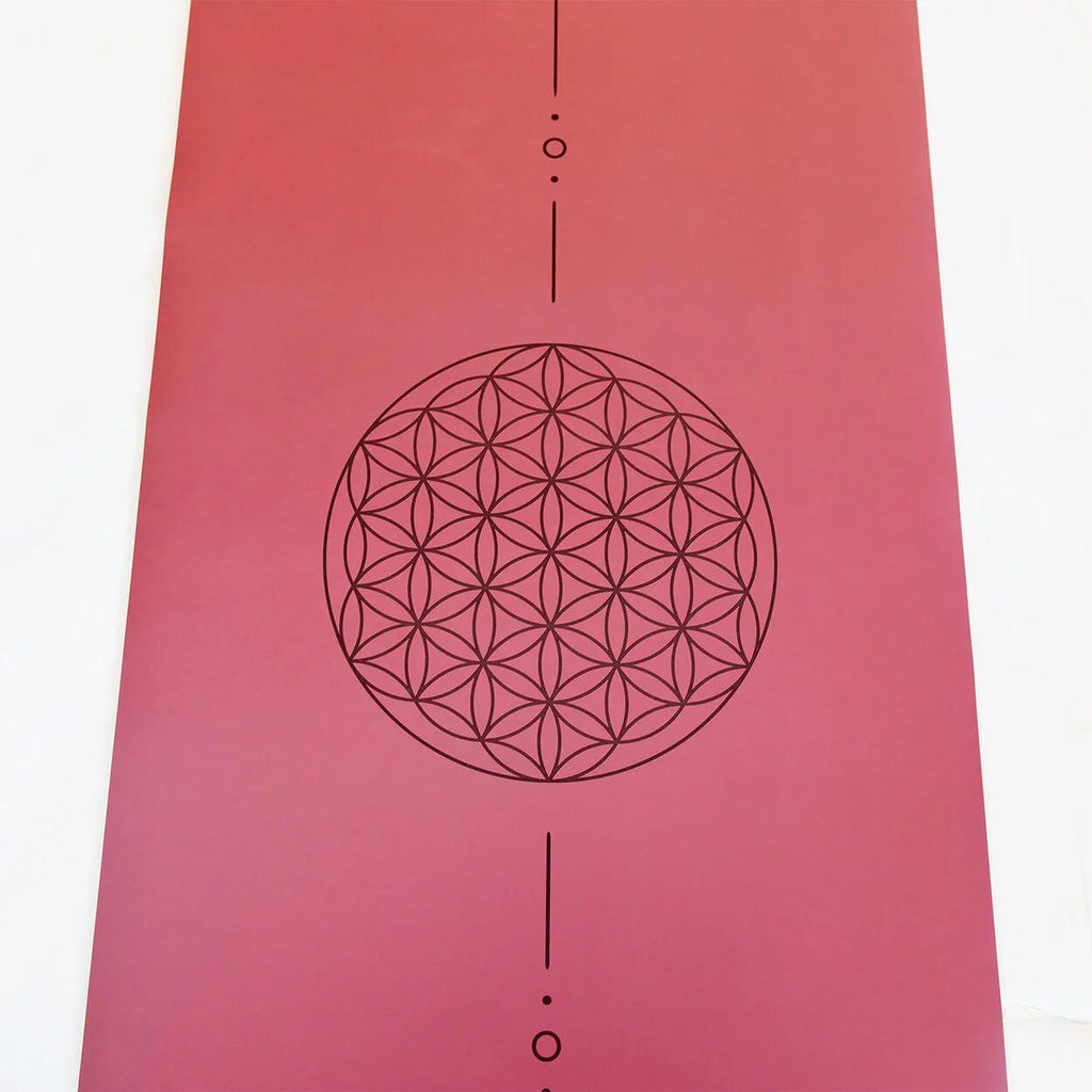 Yogamatte rutschfest Naturkautschuk BLUME DES LEBENS, 185 cm