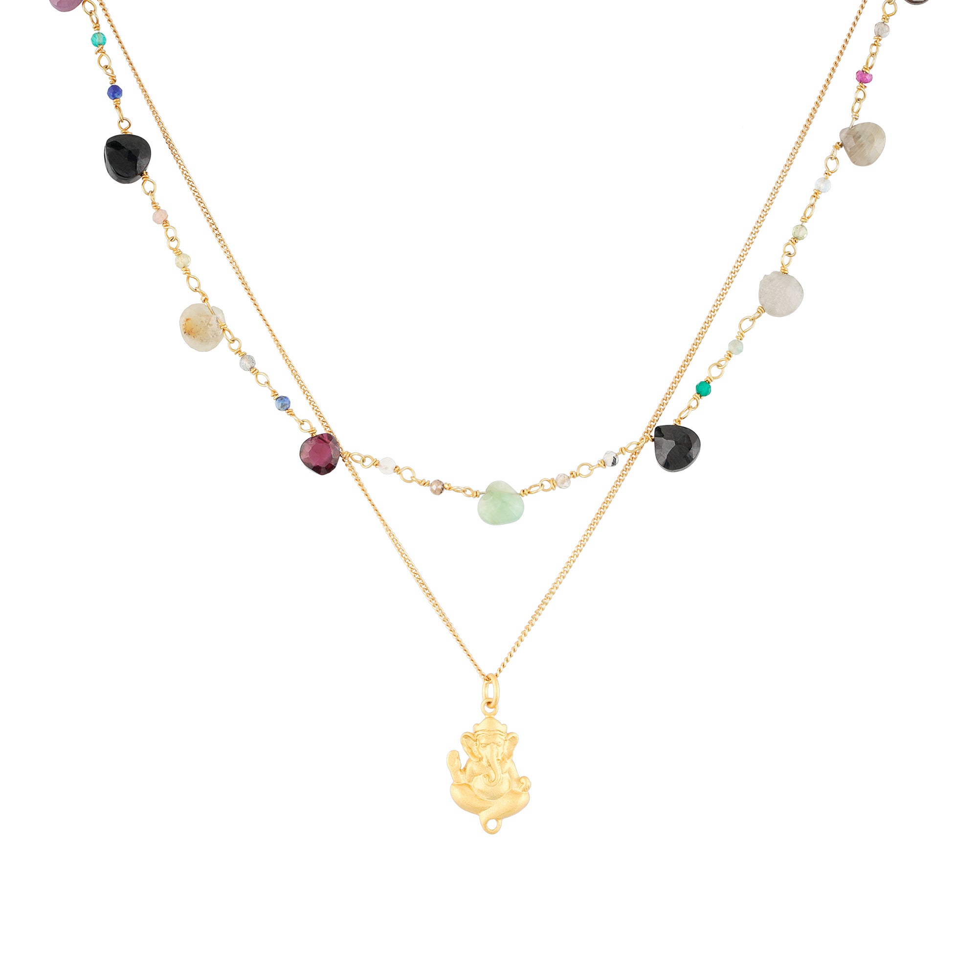 Yoga Choker Glücksbringer Halskette GANESHA, Gold
