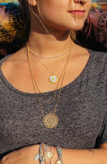 Yoga Halskette BLUME DES LEBENS, Gold
