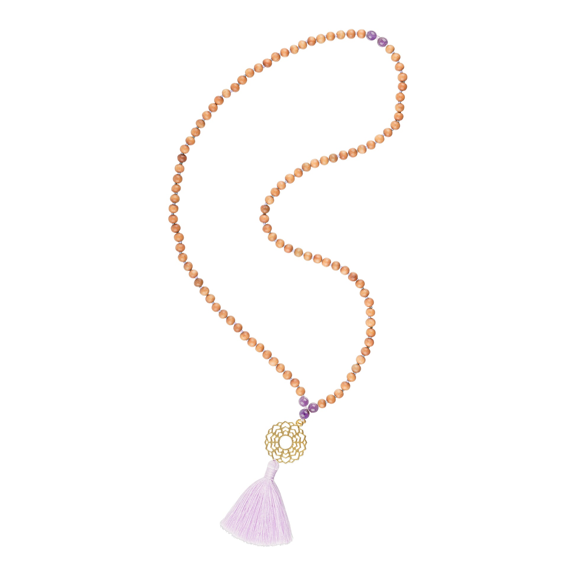 Chakra Mala Halskette SAHASRARA, Sandelholz