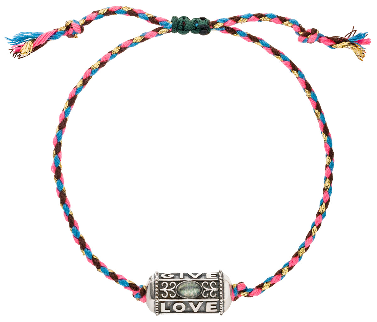 Yoga Armband GIVE LOVE HOPE, Silber