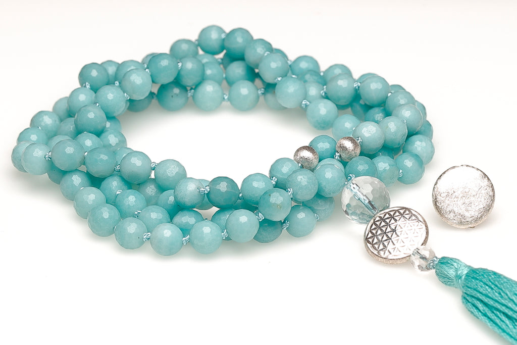 Mala Guru Kette, Amazonit mit Quaste