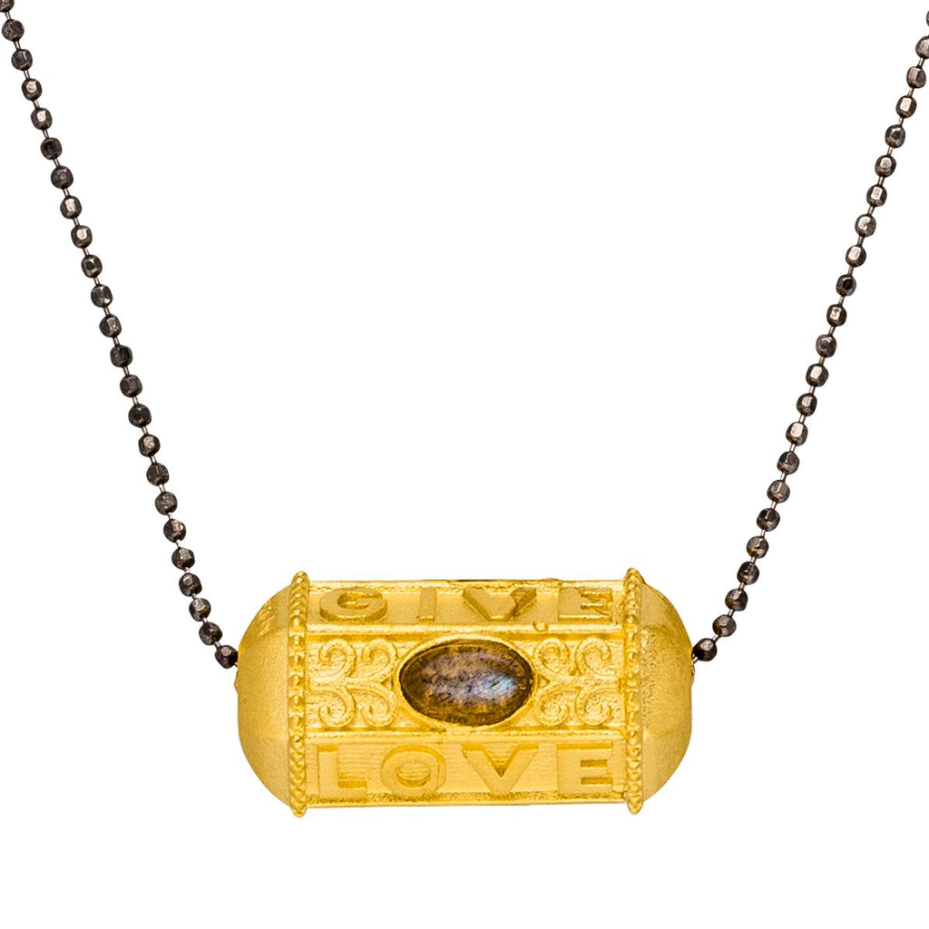 Yoga Halskette GIVE LOVE HOPE, Gold