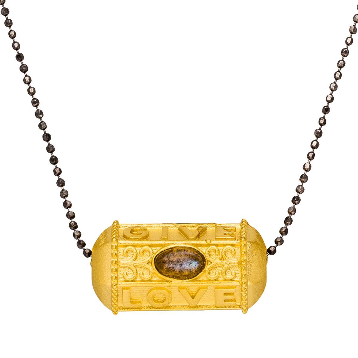 Yoga Halskette GIVE LOVE HOPE, Gold