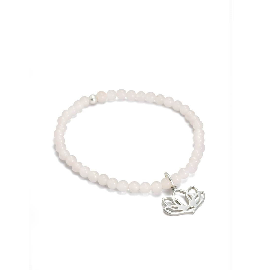 Edelstein Armband LOTUS , Rosenquarz, silber