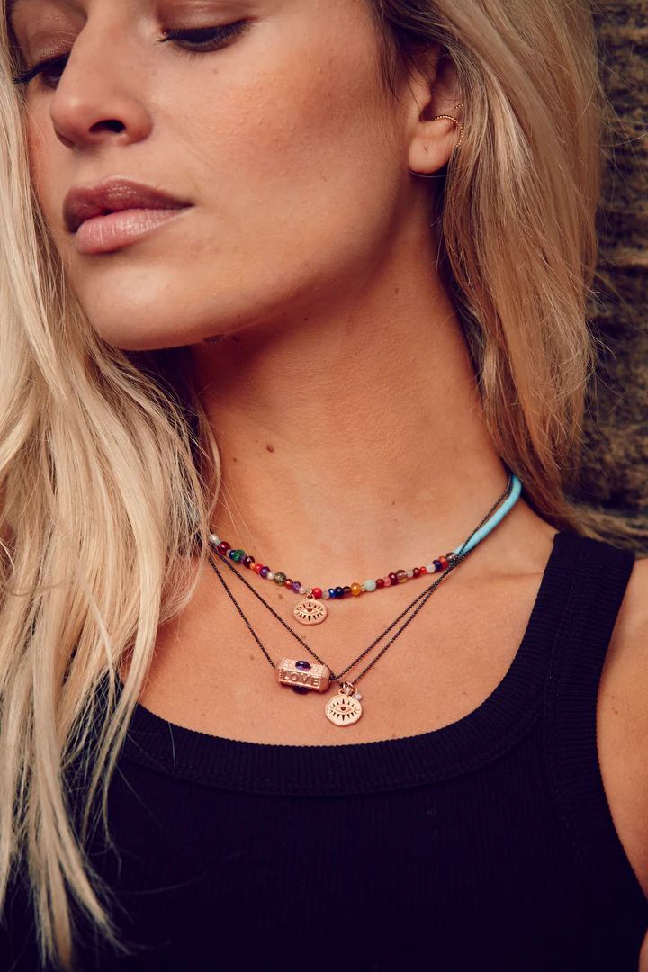 Yoga Halskette GIVE LOVE HOPE, Roségold
