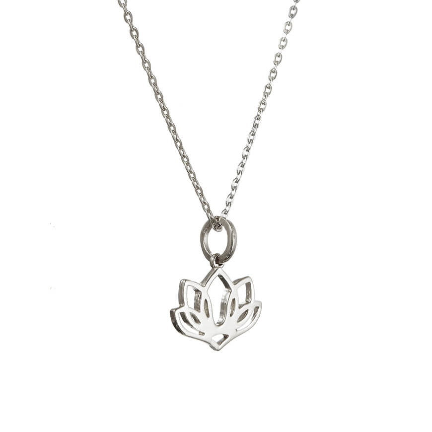 Yoga Halskette mit Lotus-Amulett, Silber