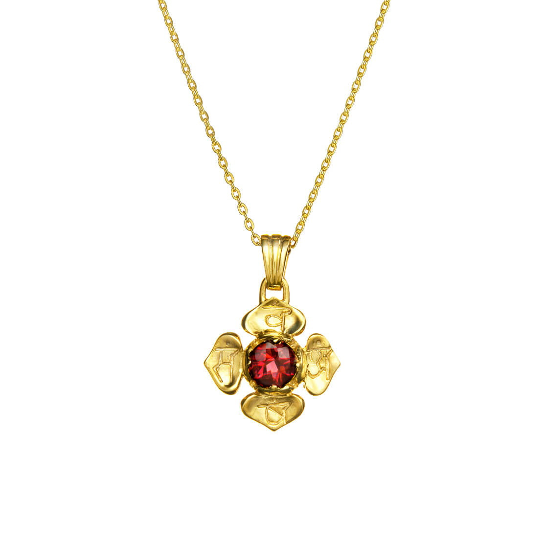 Chakra Amulett MULADHARA, Granat, Gold