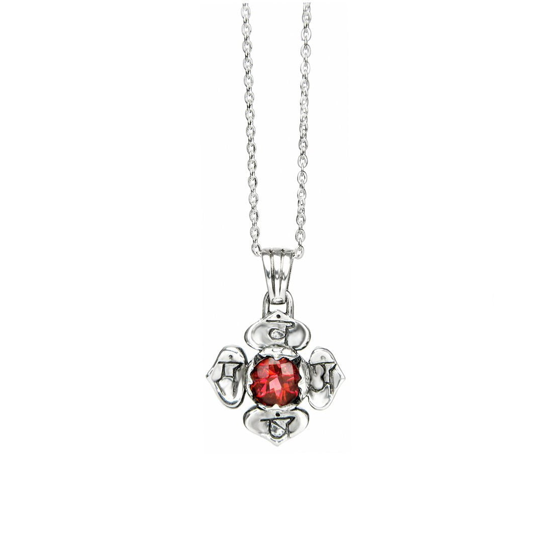 Chakra Amulett MULADHARA, Granat, Silber