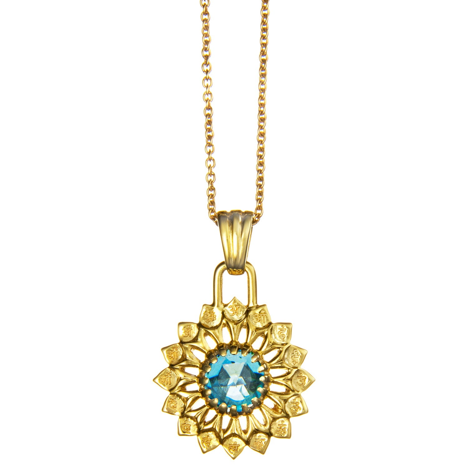 Chakra Amulett VISHUDDA, Topas, Gold