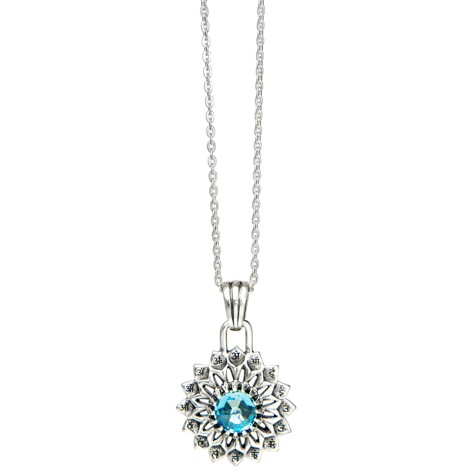 Chakra Amulett VISHUDDA, Topas, Silber