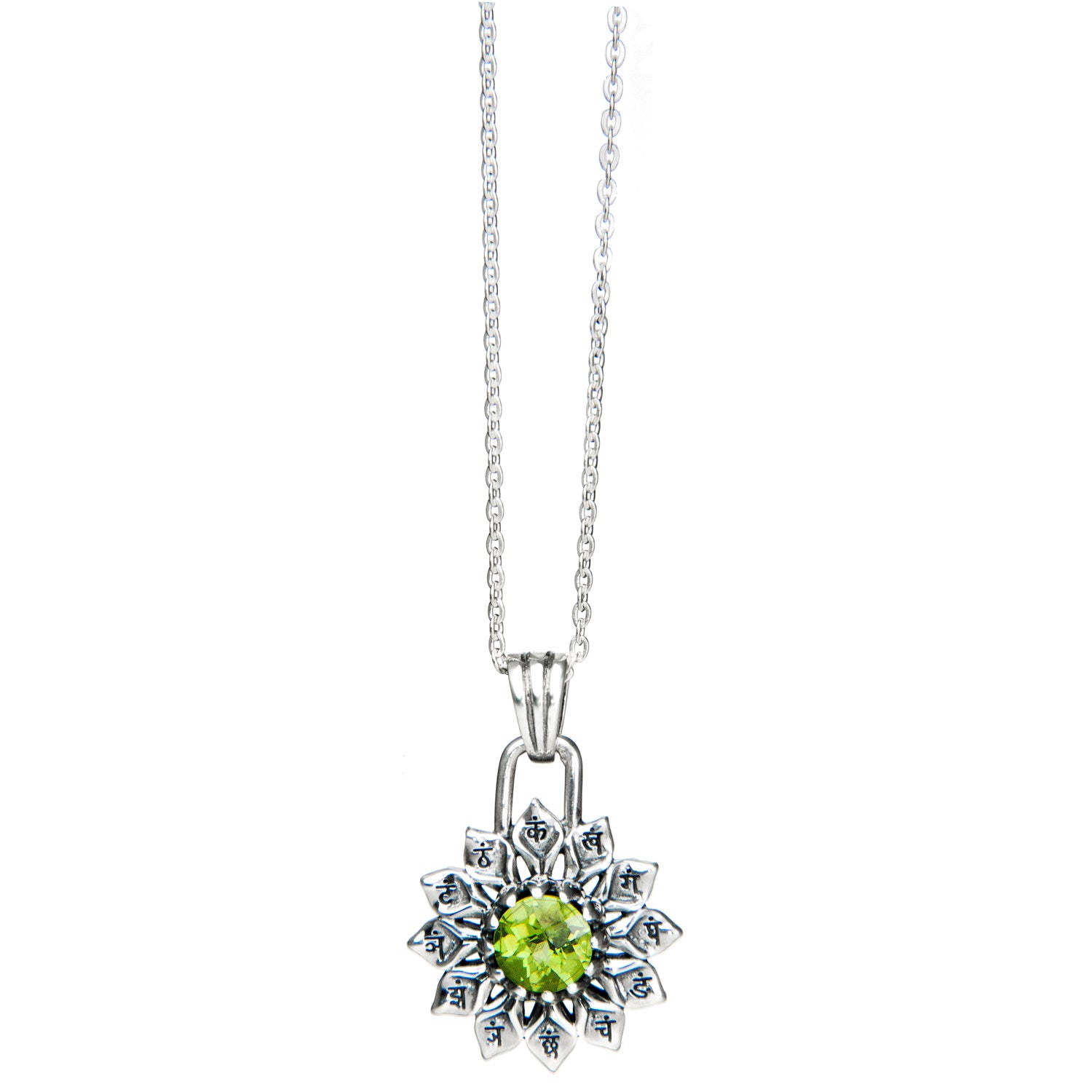 Chakra Amulett ANAHATA, Peridot, Silber