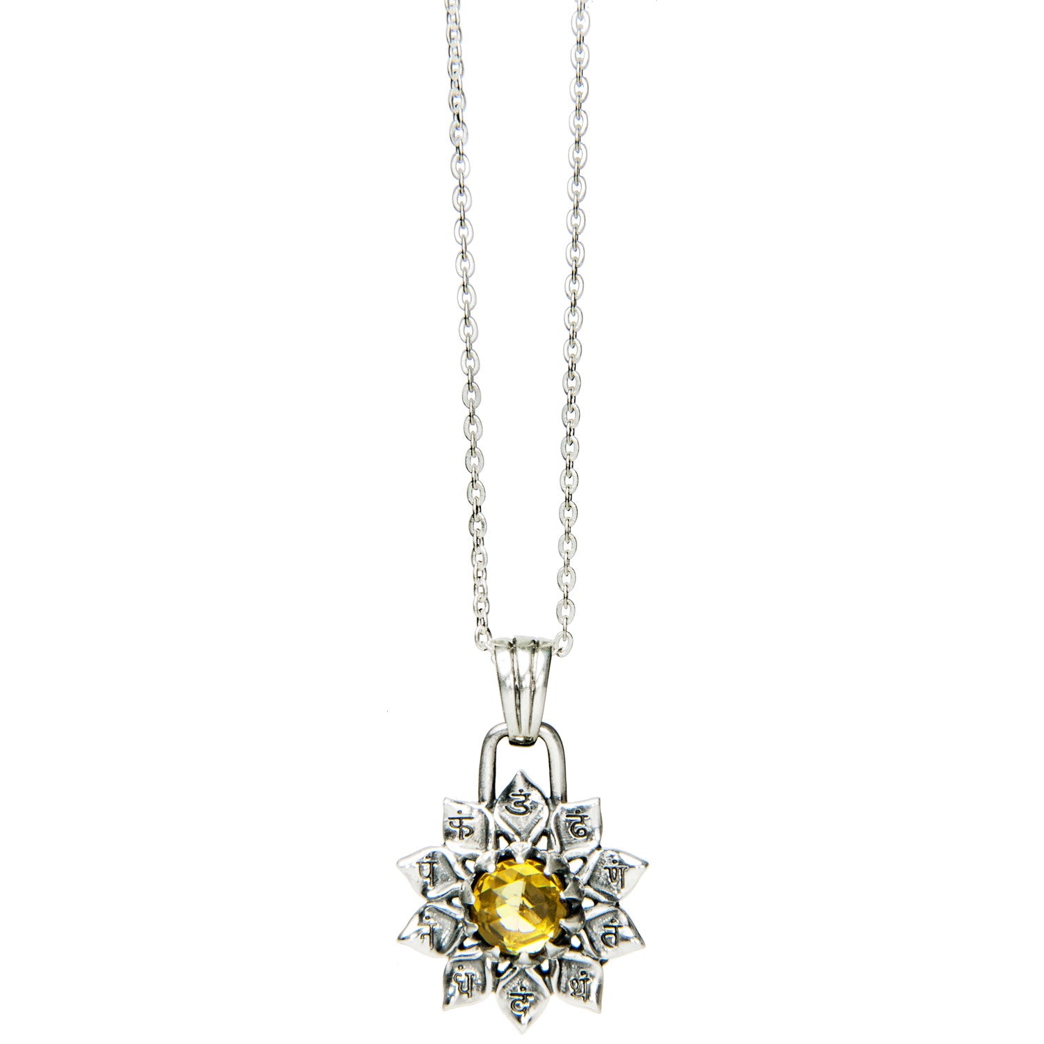 Chakra Amulett MANIPURA, Citrin, Silber