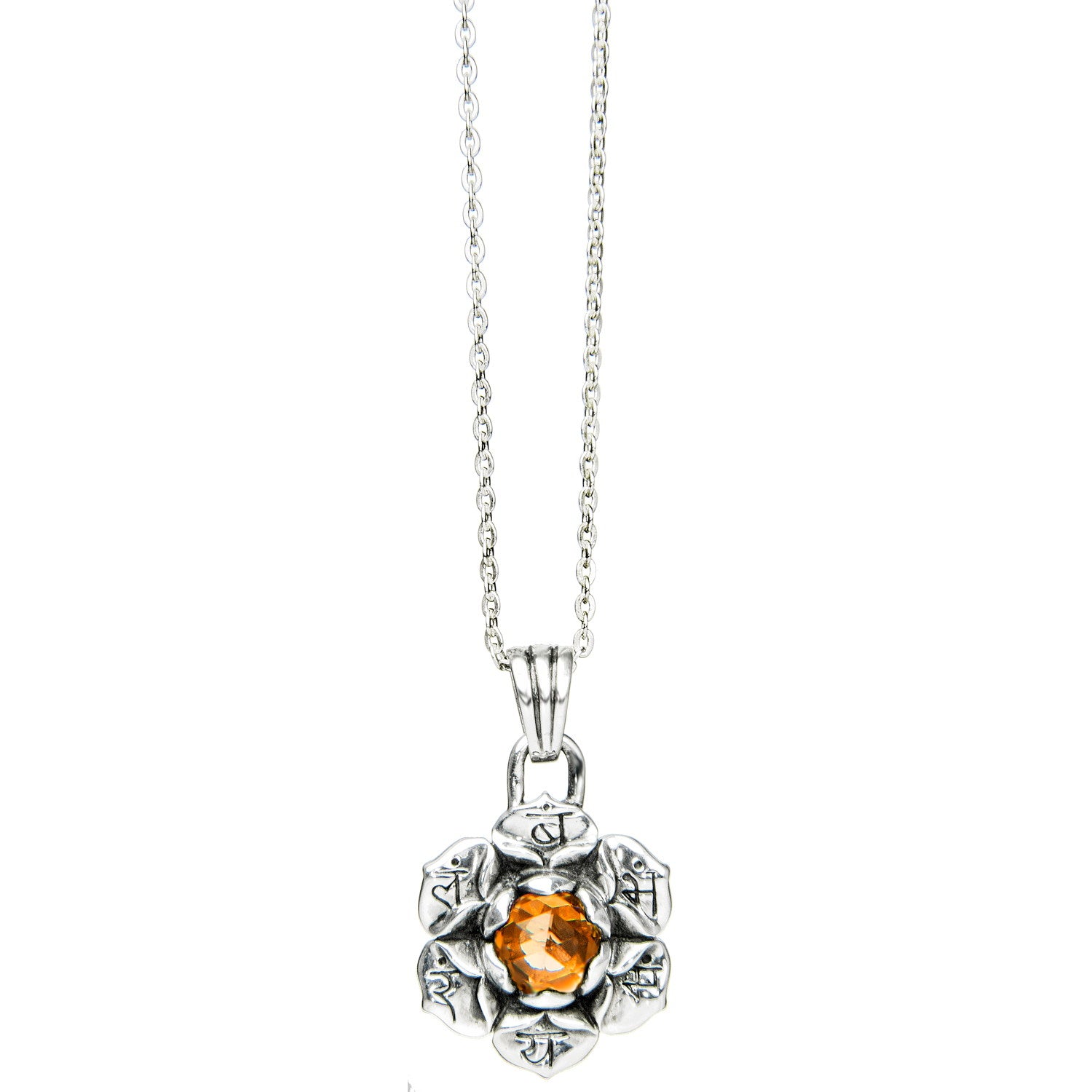 Chakra Amulett SVADHISTHANA, Citrin, Silber