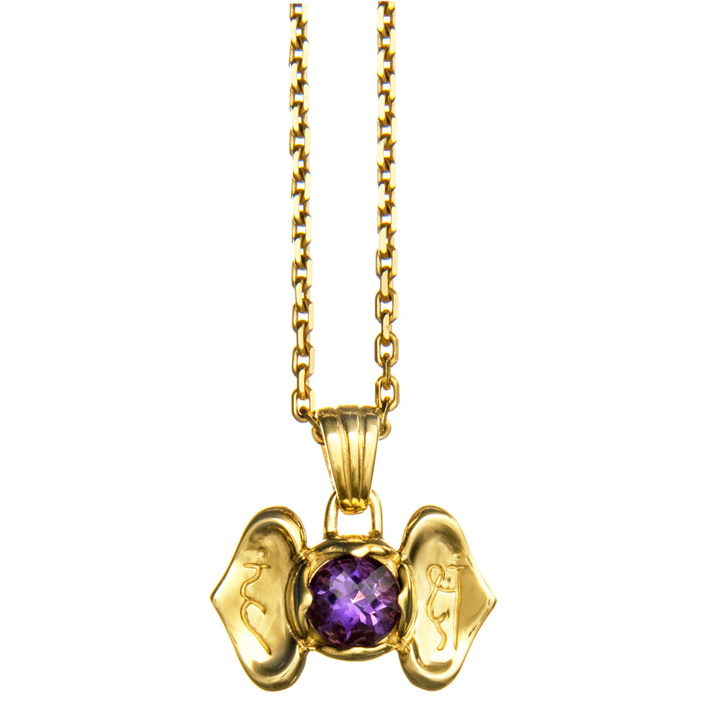 Chakra Amulett AJNA, Amethyst, Gold