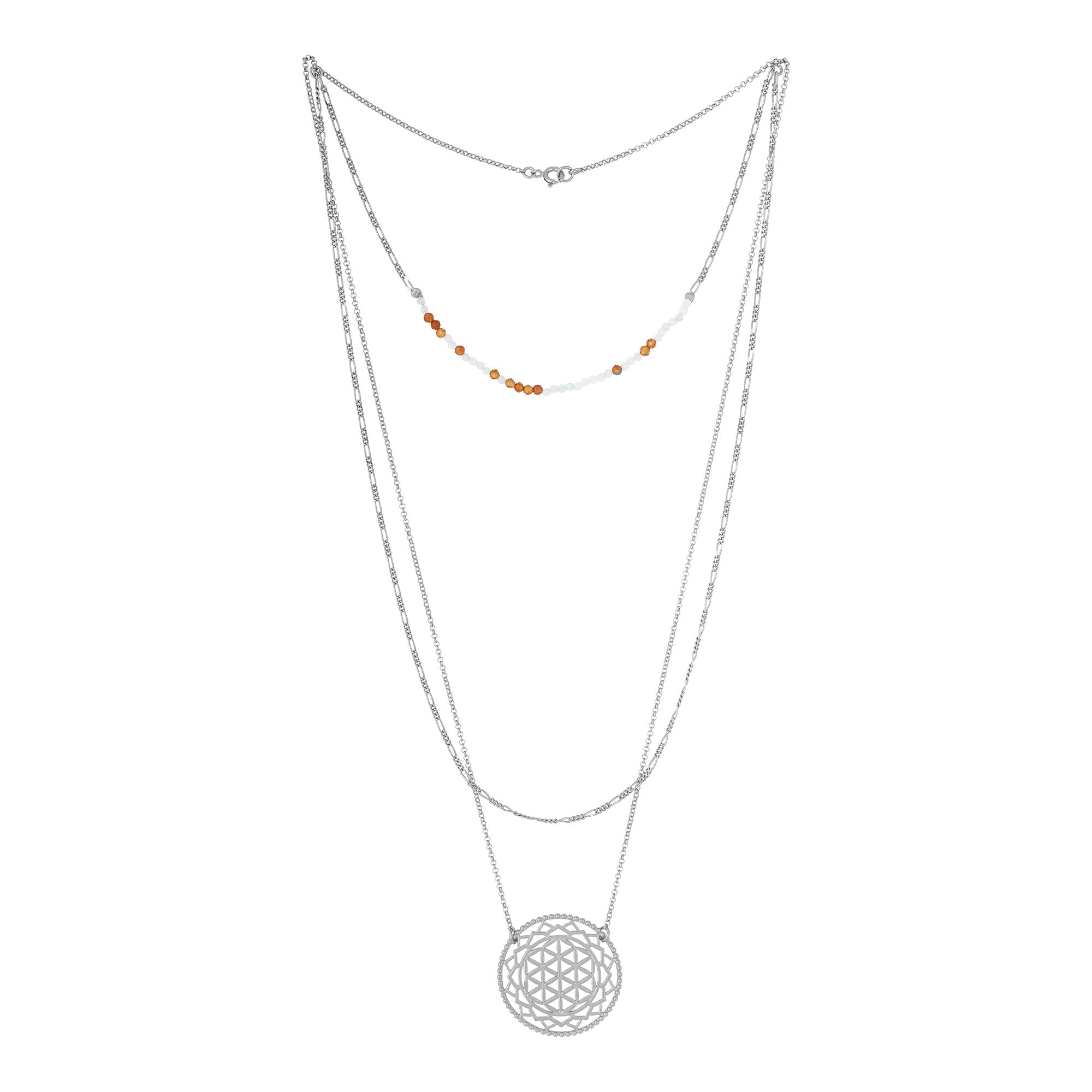 Yoga Halskette BLUME DES LEBENS, Silber